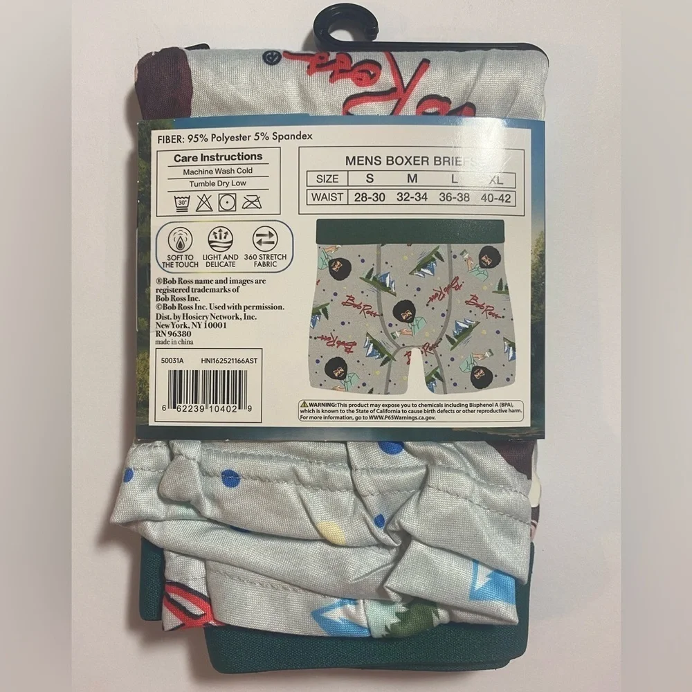 BOB ROSS NWT The Joy of Painting Large Men's Boxer Brief - Multicolor